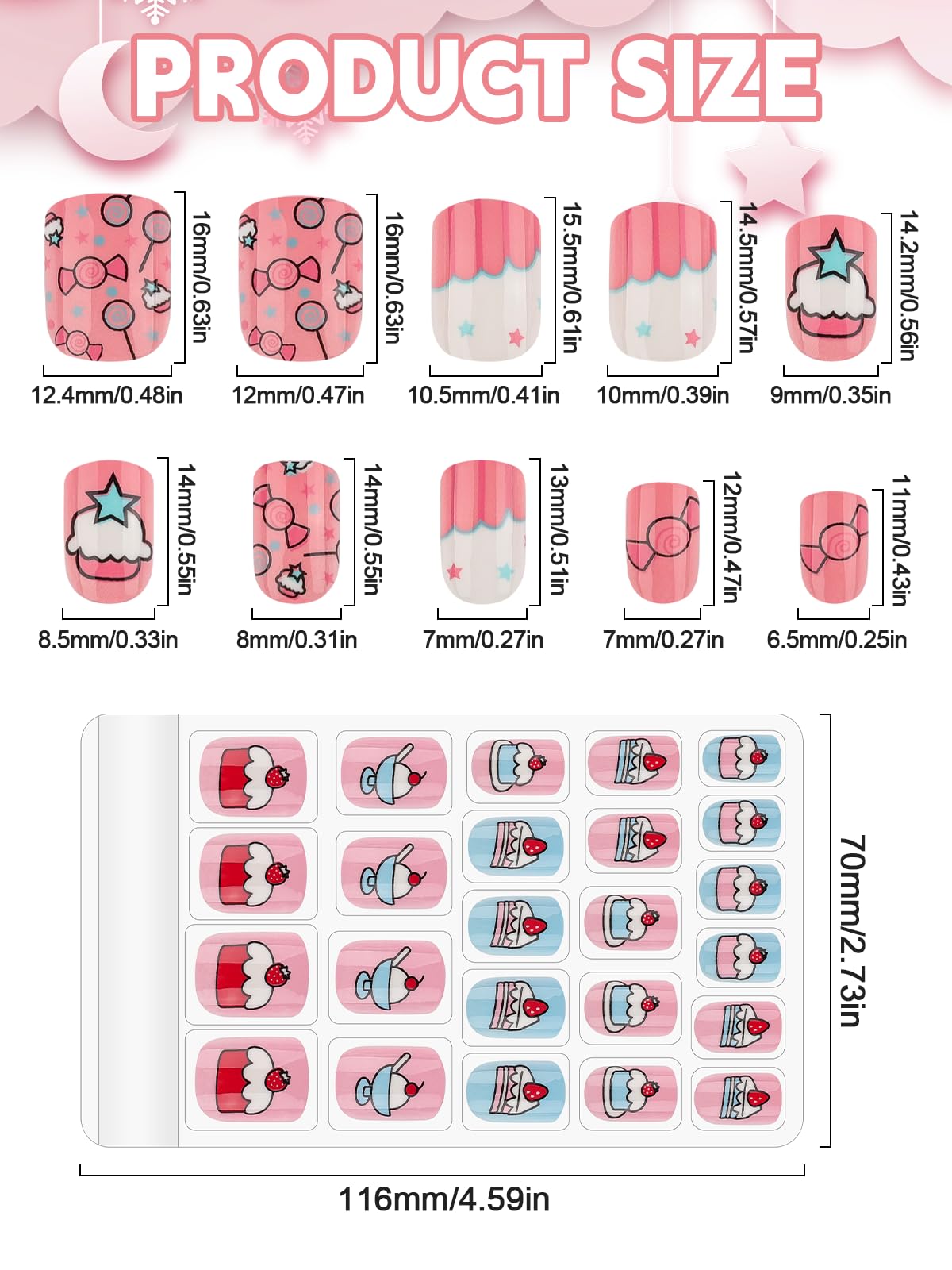 Kalolary 6-pack varied sizes helps kids find fitting nails easily.