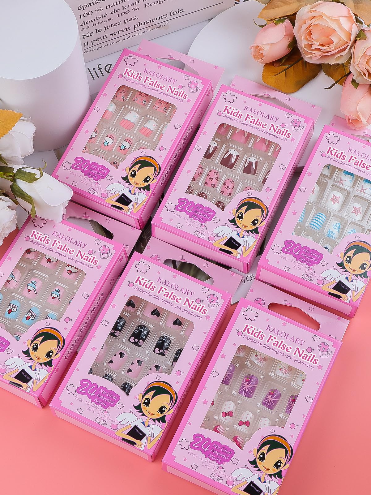 Kalolary nails feature bright colors and clear lines for crisp kid-friendly art.