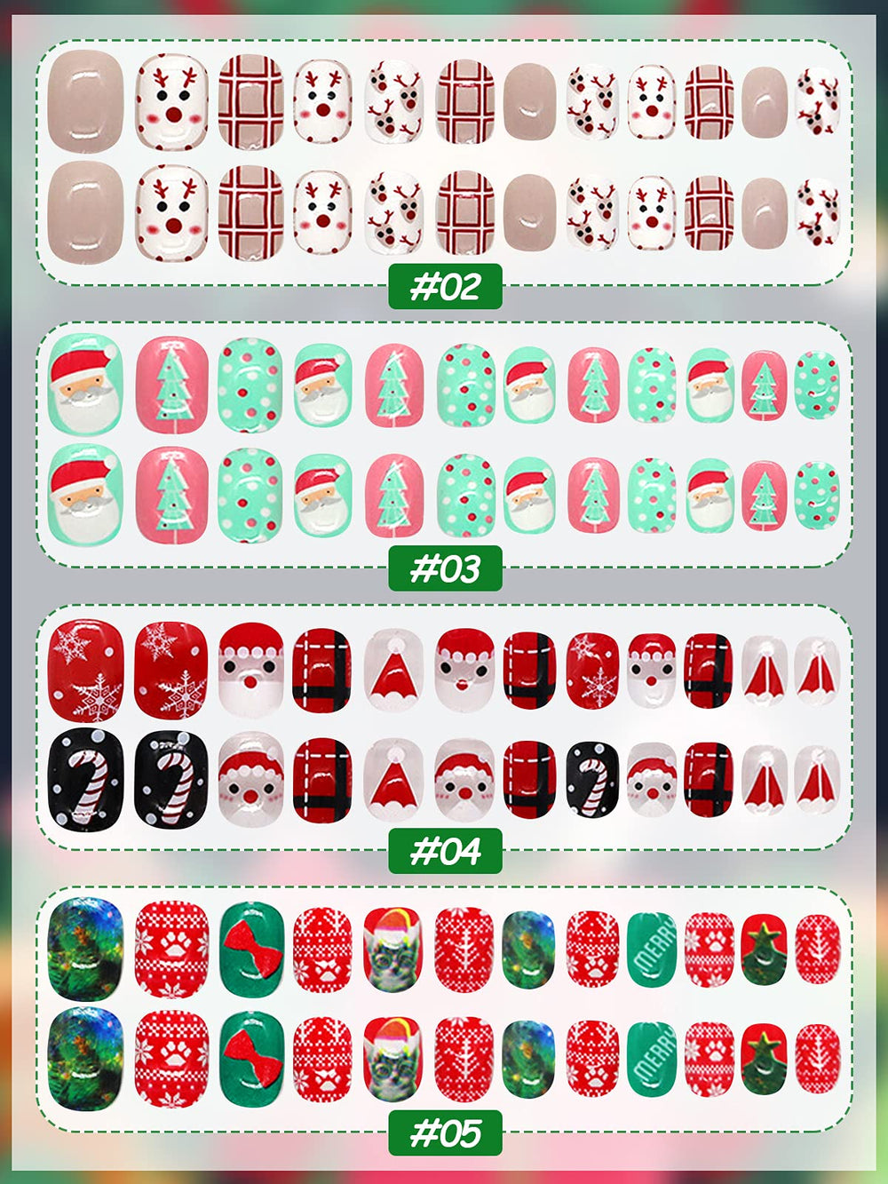 Kalolary Christmas nails elk pattern for a whimsical holiday look.