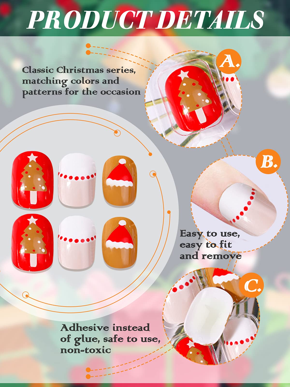 Kalolary Christmas nails on kid hand demonstrate easy instant results.