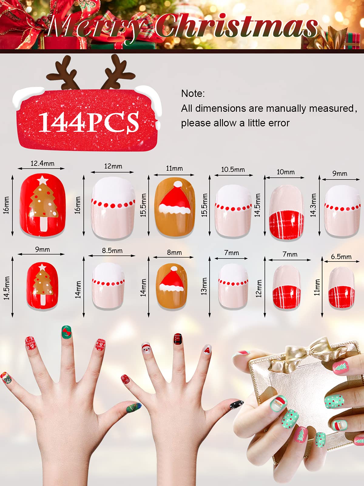 Kalolary Christmas nails multi-sizes ensure a perfect fit for kids.