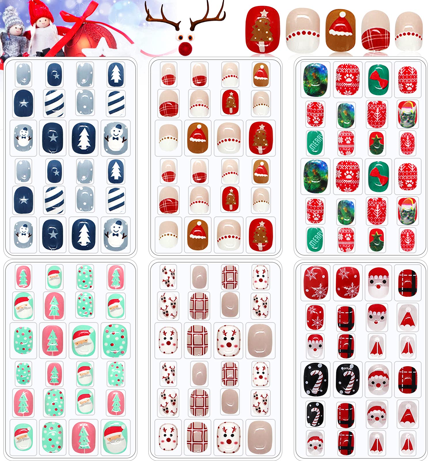 Kalolary Christmas nails Santa design for kids, adding festive charm to tiny fingers.