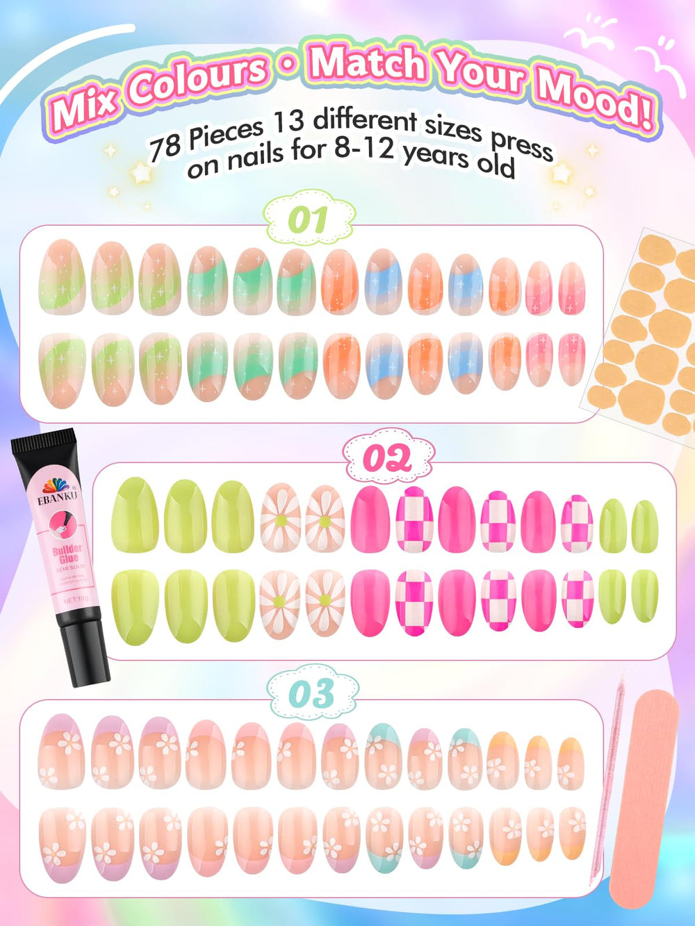 Kalolary jelly nail adhesives provide easy, mess-free hold during at-home manicures.