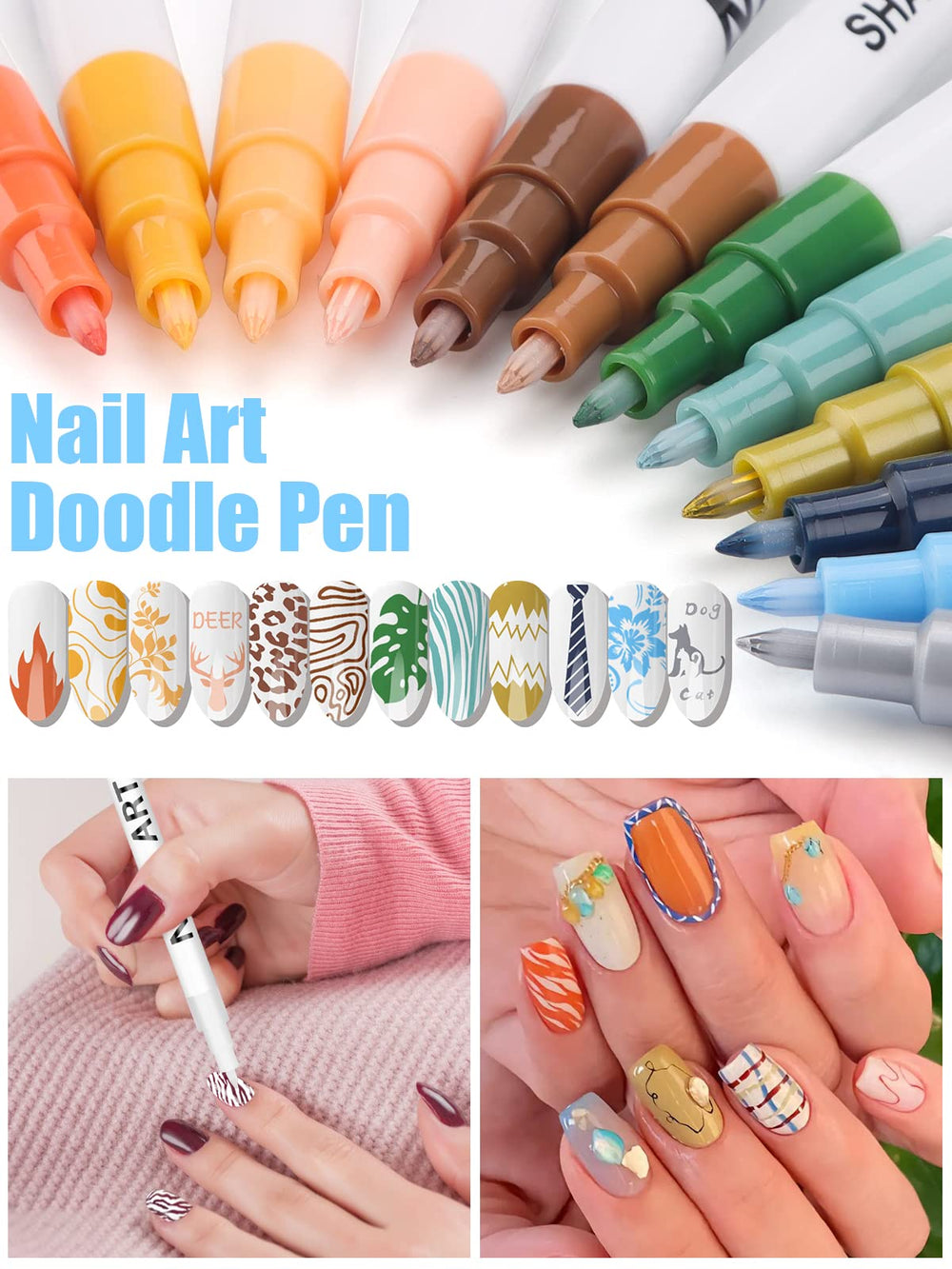 Kalolary fall-winter nail art ideas created with these vibrant pens