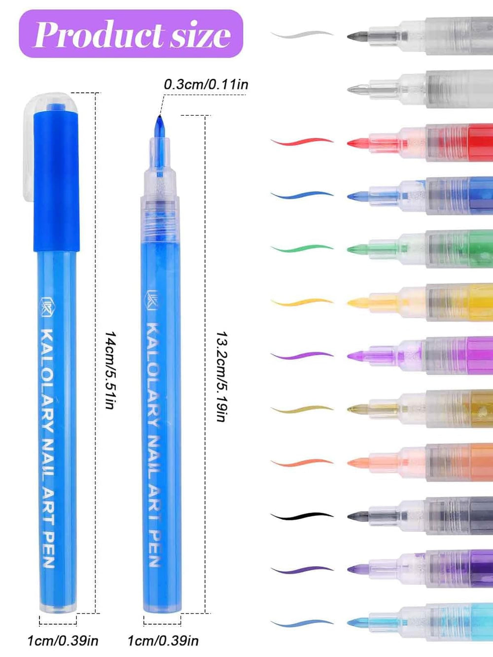 Kalolary nail art pen tip for precise dotting and lines