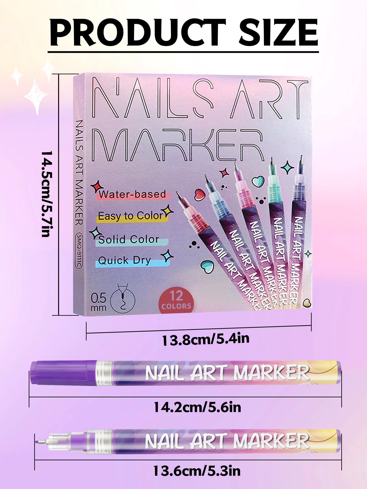 Kalolary nail art pens close-up shows ultra-fine 0.5mm tip for crisp lines.