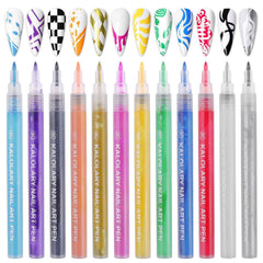 Kalolary nail art pens 12-color palette for vibrant, customizable nail designs