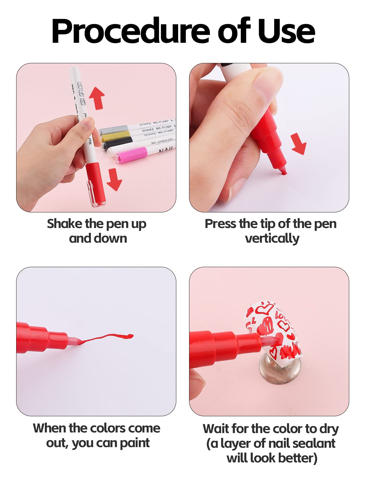 Kalolary nail art pens cap and packaging to prevent drying