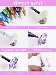 Kalolary metallic color swatches highlighting 10-color options for mixed-media nail art