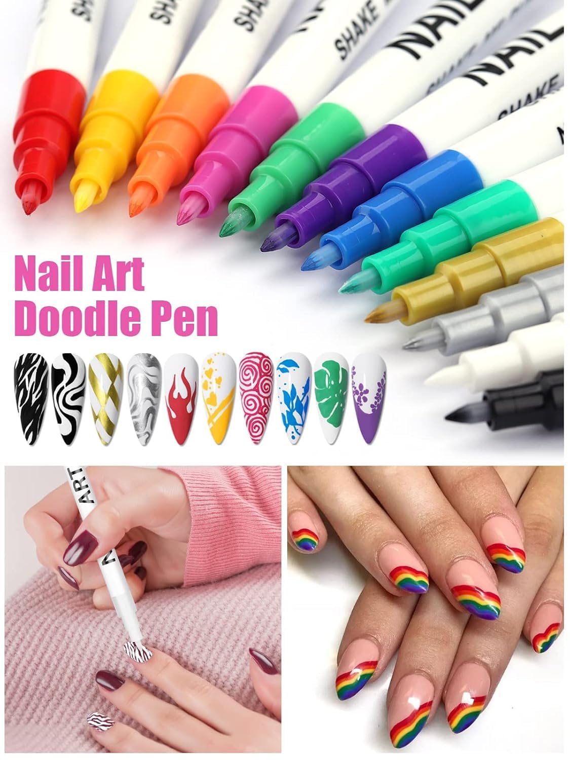 Kalolary nail art pens DIY designs for flowers stripes and abstract patterns