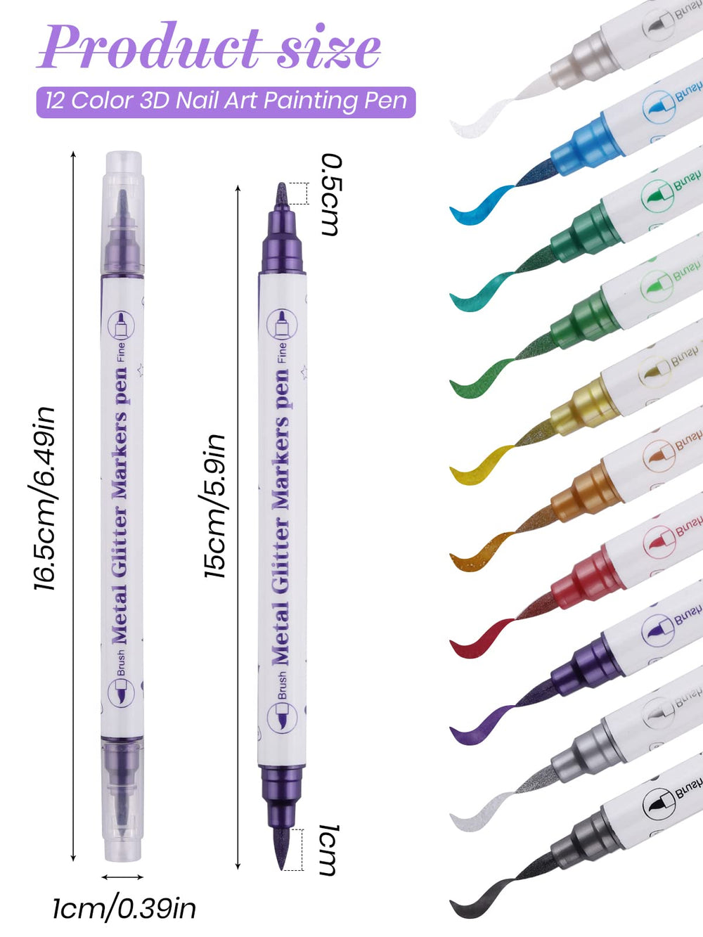 Kalolary nail art pens patterns closeup demonstrating precision for dots and fine lines
