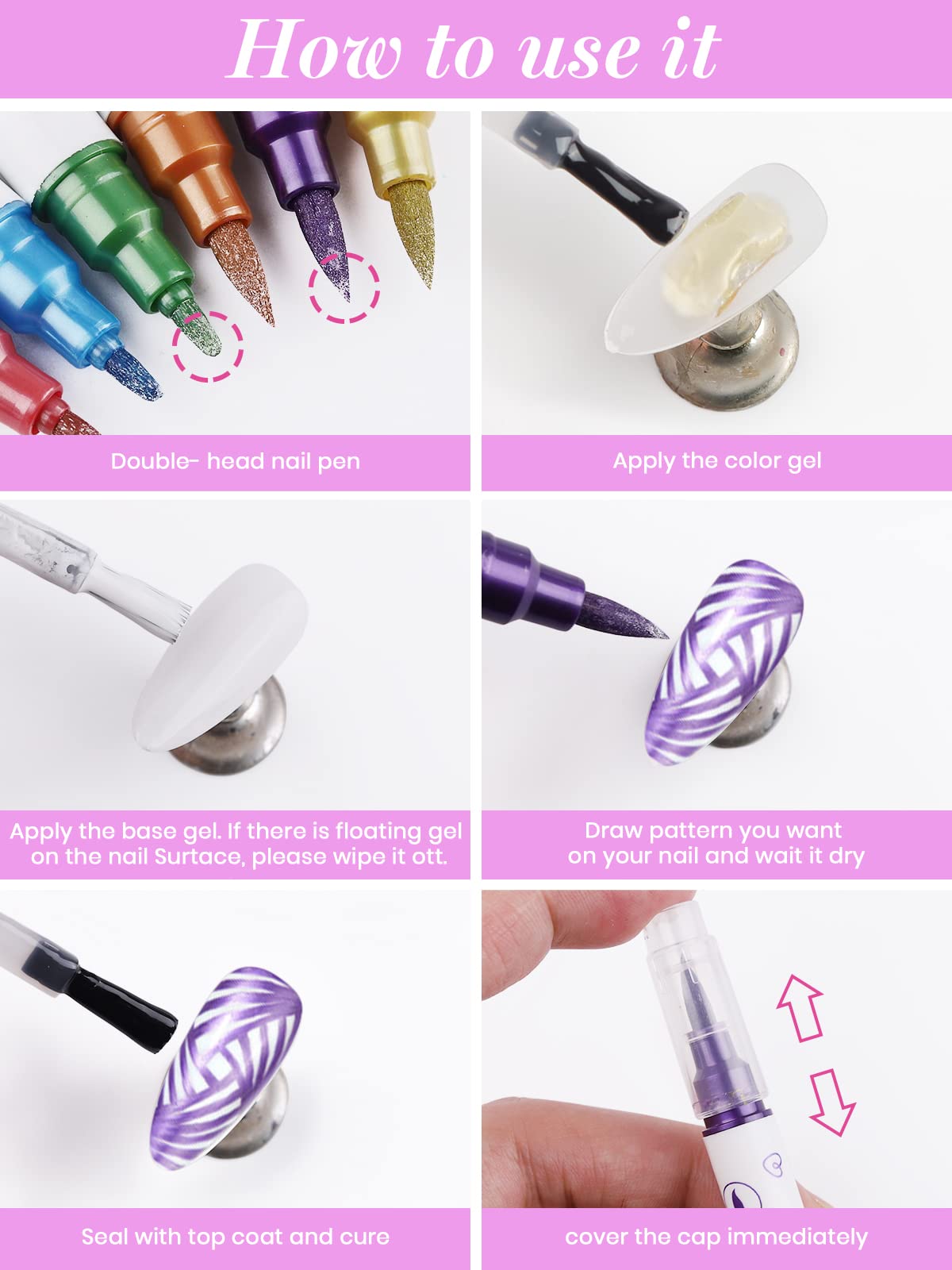 Kalolary nail art pens top coat compatibility supports long-lasting designs