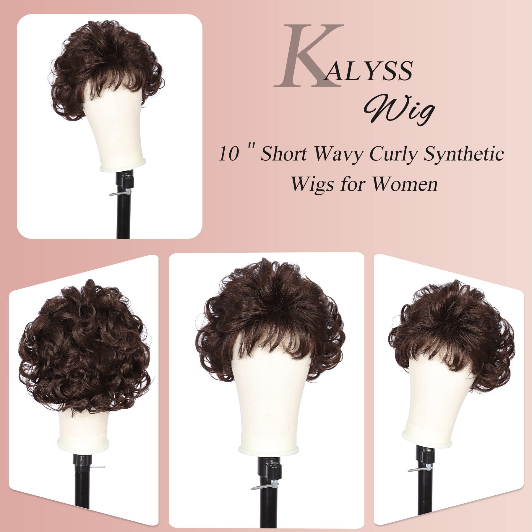Kalyss brown wig flat layout conveys accurate color fibers and styling options