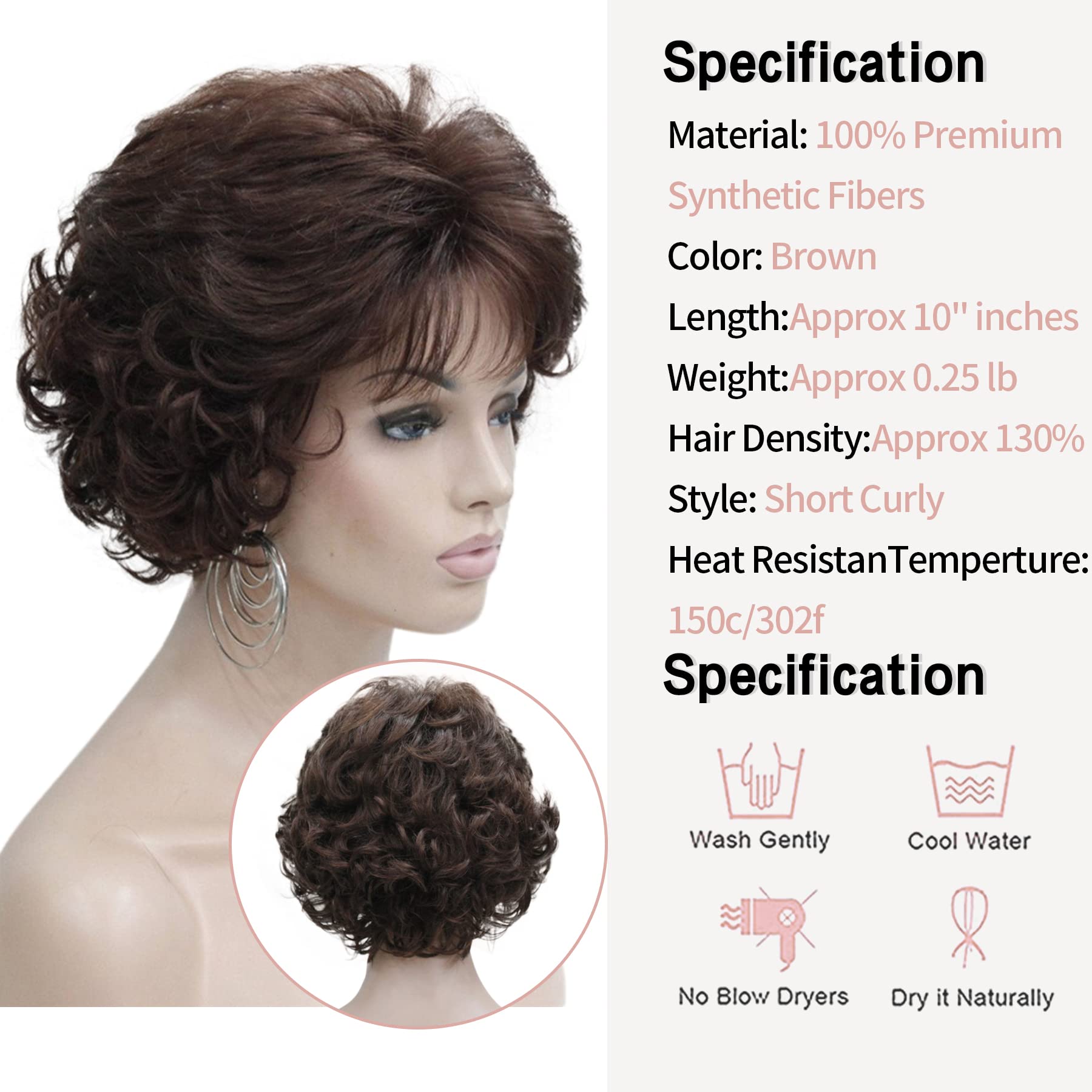 Kalyss dark brown wig on model communicates flattering frame with natural texture