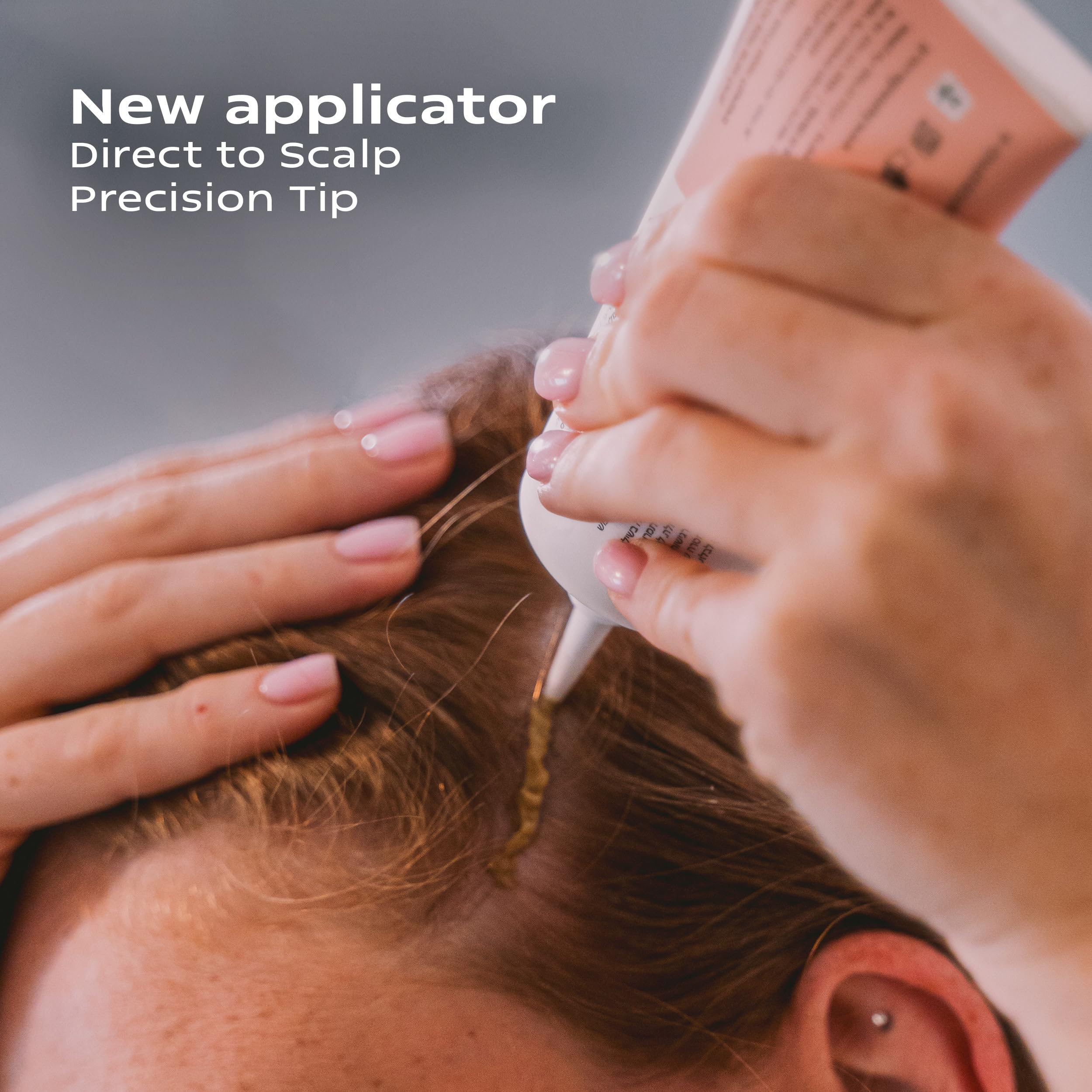 KAMEDIS Scalp Moisturizer Lotion on scalp demonstrates overnight application for soothing moisture.