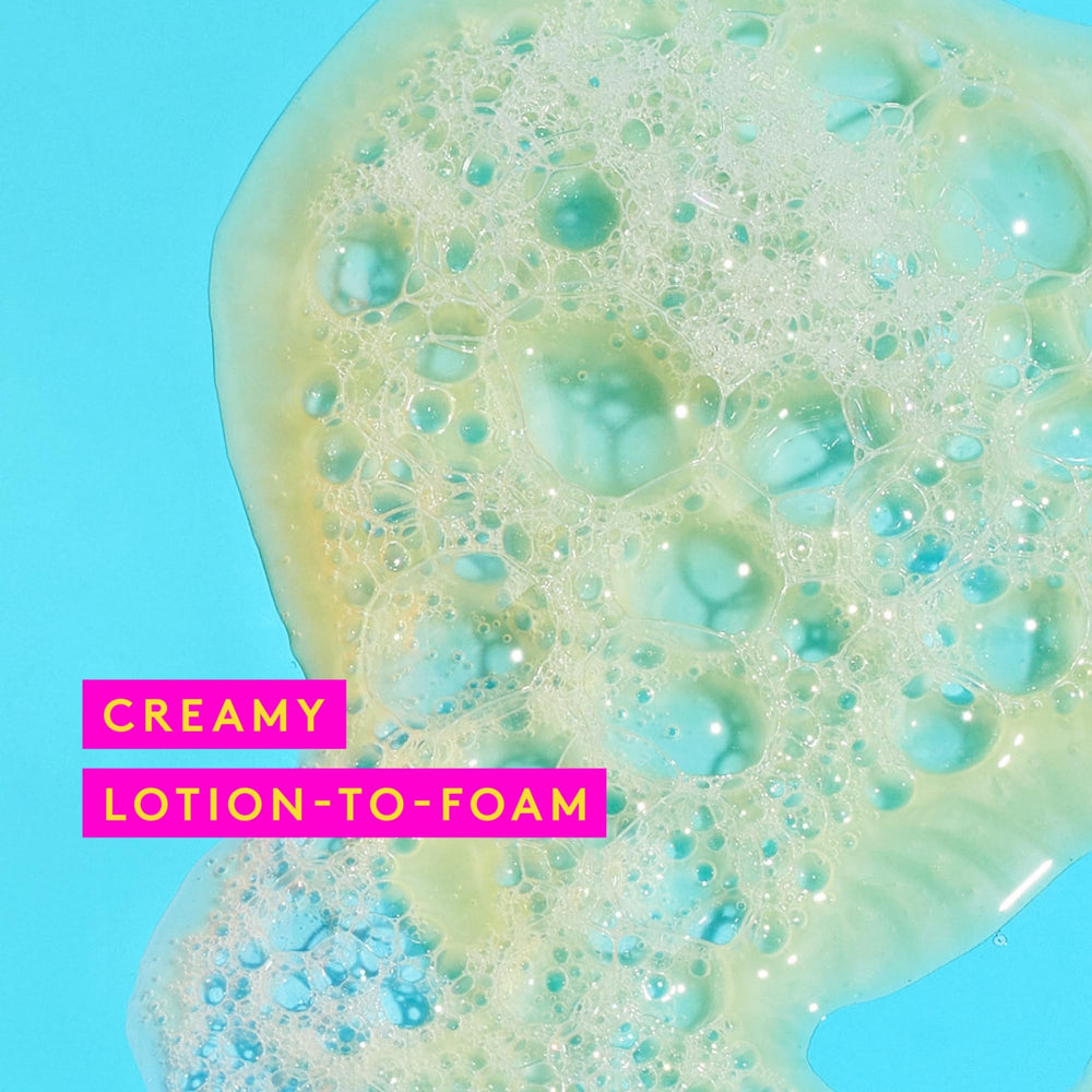 Kamili Cream Body Cleanser foam lather demonstrates ultra-mild surfactants that cleanse without drying.
