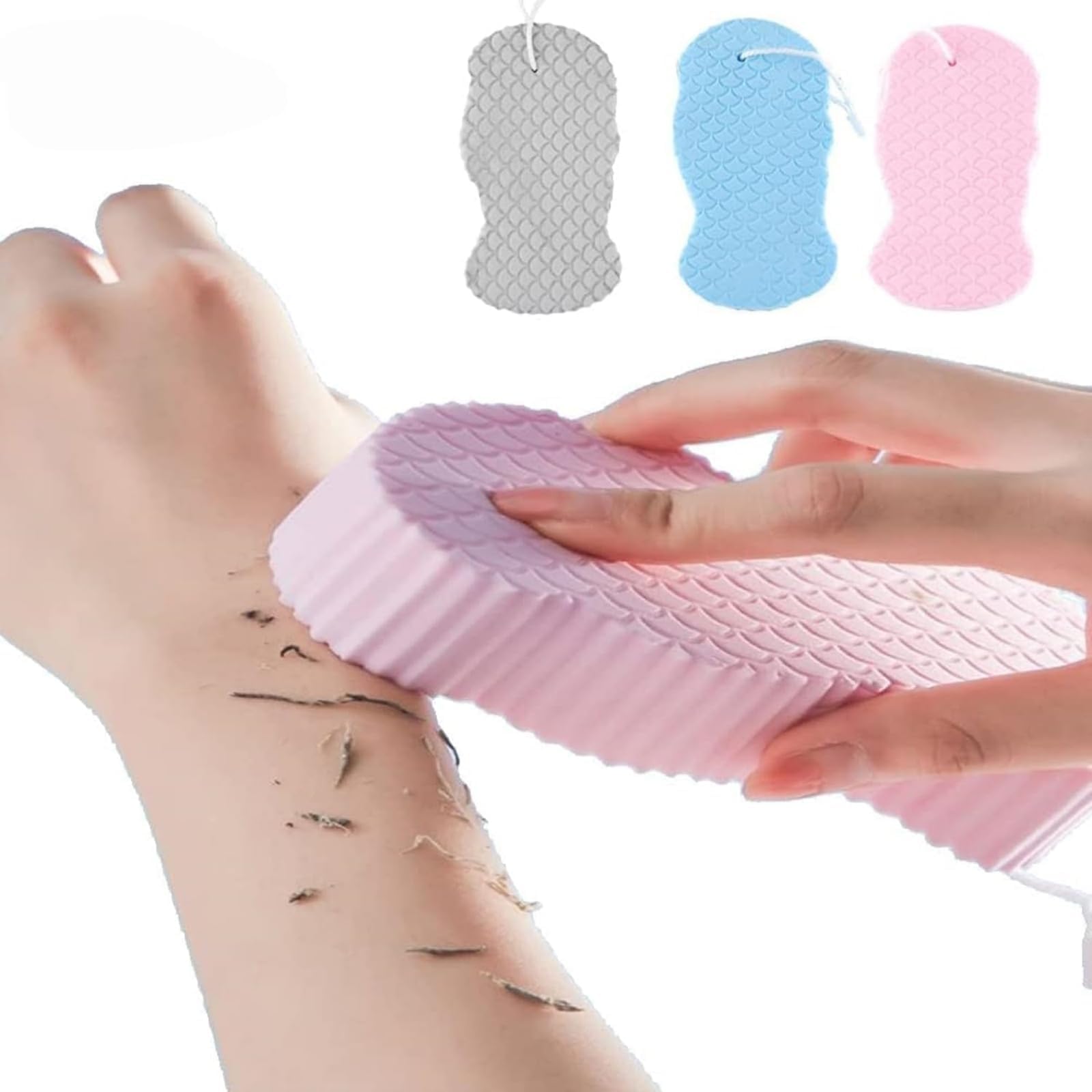 Kaminii 3pcs exfoliating body scrubber pack front view for efficient full-body exfoliation.