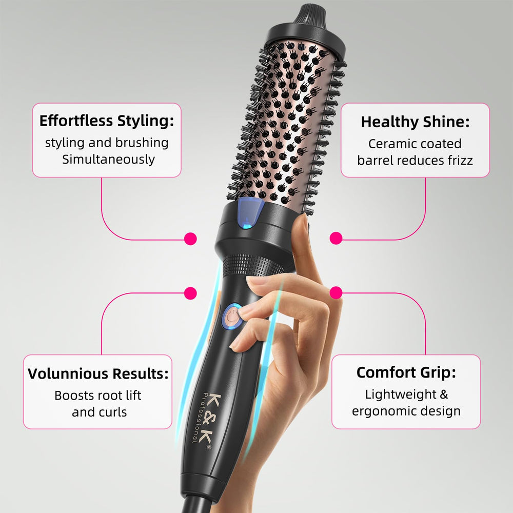 K&K brush during styling with quick results and detangling in one step.