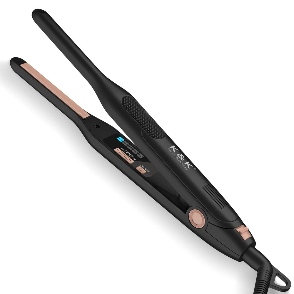 K&K Mini Flat Iron 3/10-inch plates for precise short-hair styling