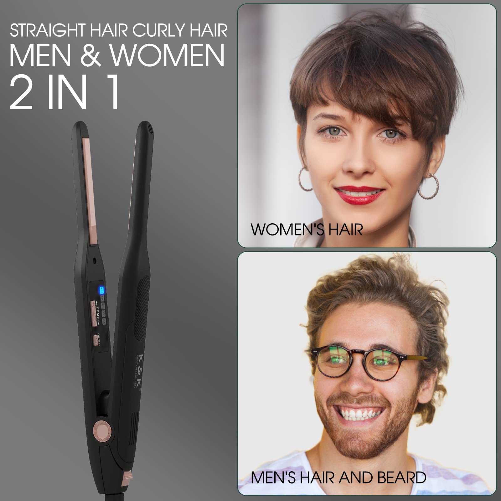 K&K Mini Flat Iron auto shut-off for safety after styling