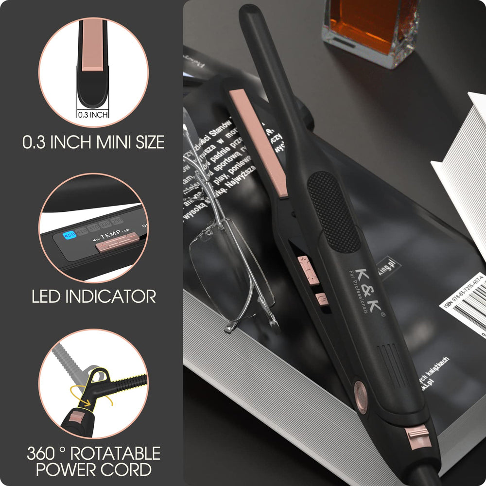 K&K Mini Flat Iron ideal for pixie cuts and beard grooming