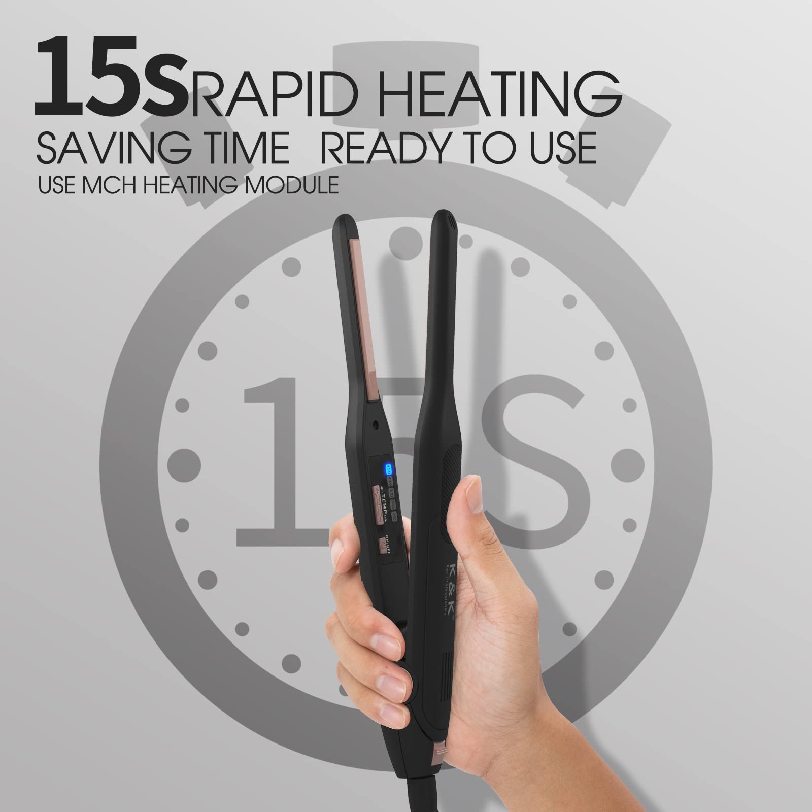 K&K Mini Flat Iron travel-ready dual voltage for international styling