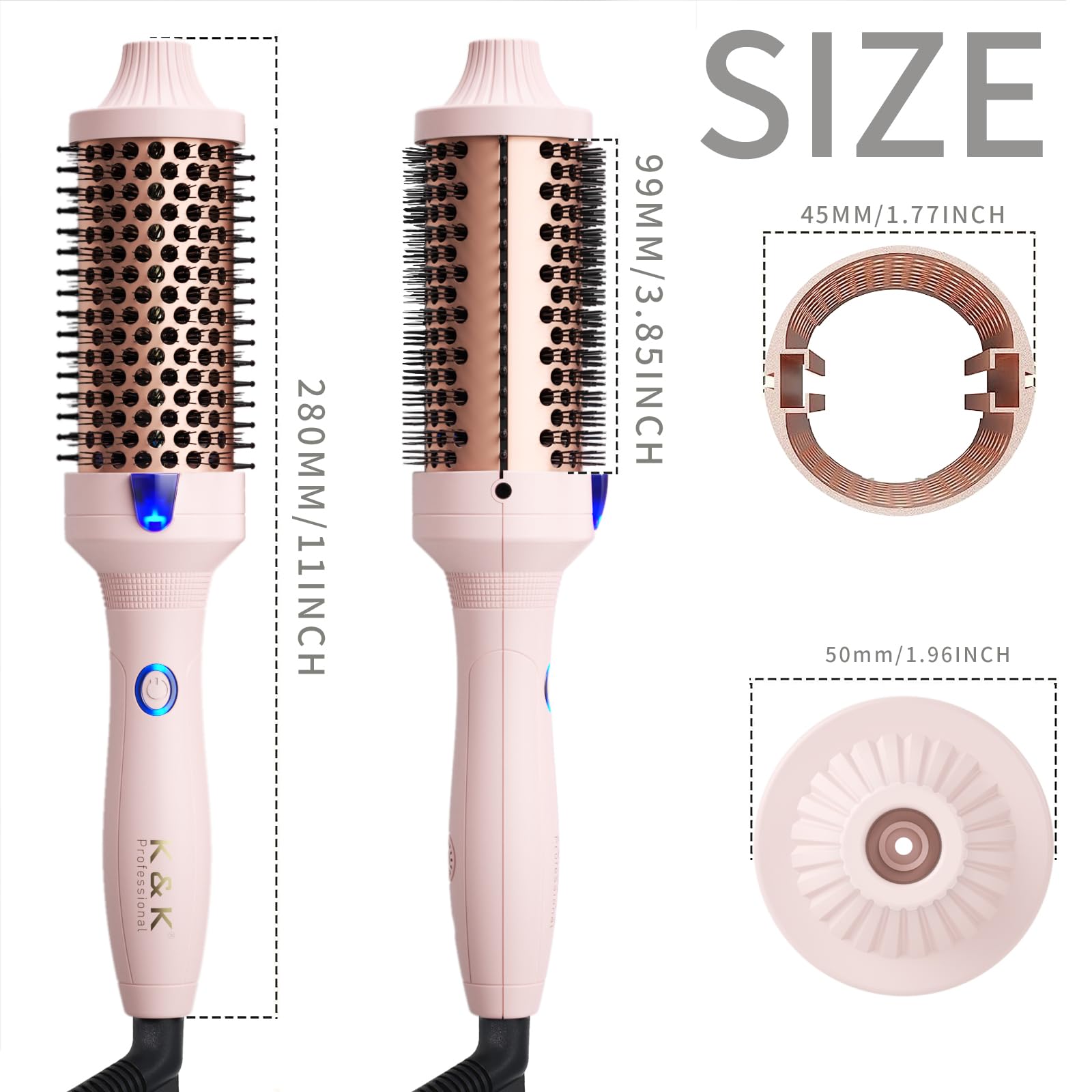 K&K Thermal Brush ideal for long hair styling and volume creation