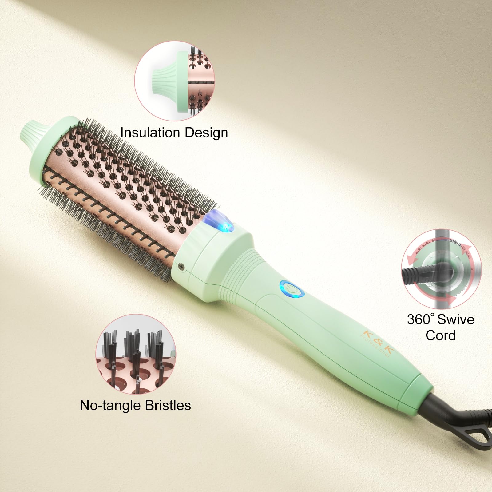 K&K Thermal Brush delivers loose curls and bangs with ease.