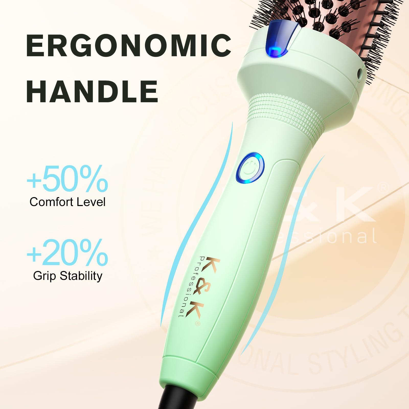 K&K Thermal Brush one-button operation for quick styling on busy mornings.