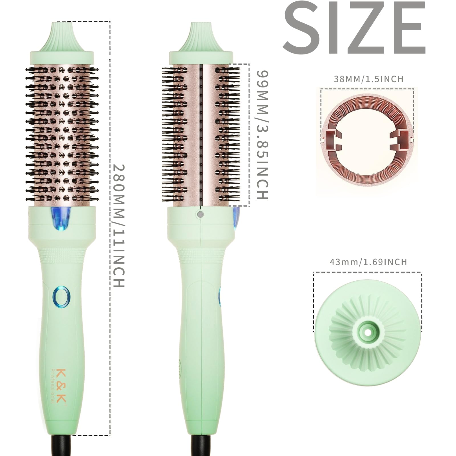 K&K Thermal Brush shelf-display showing ready-to-use styling tool.