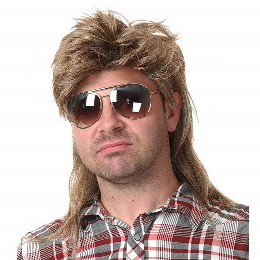 Kaneles Mullet Wig front view in light brown, natural look for 80s cosplay
