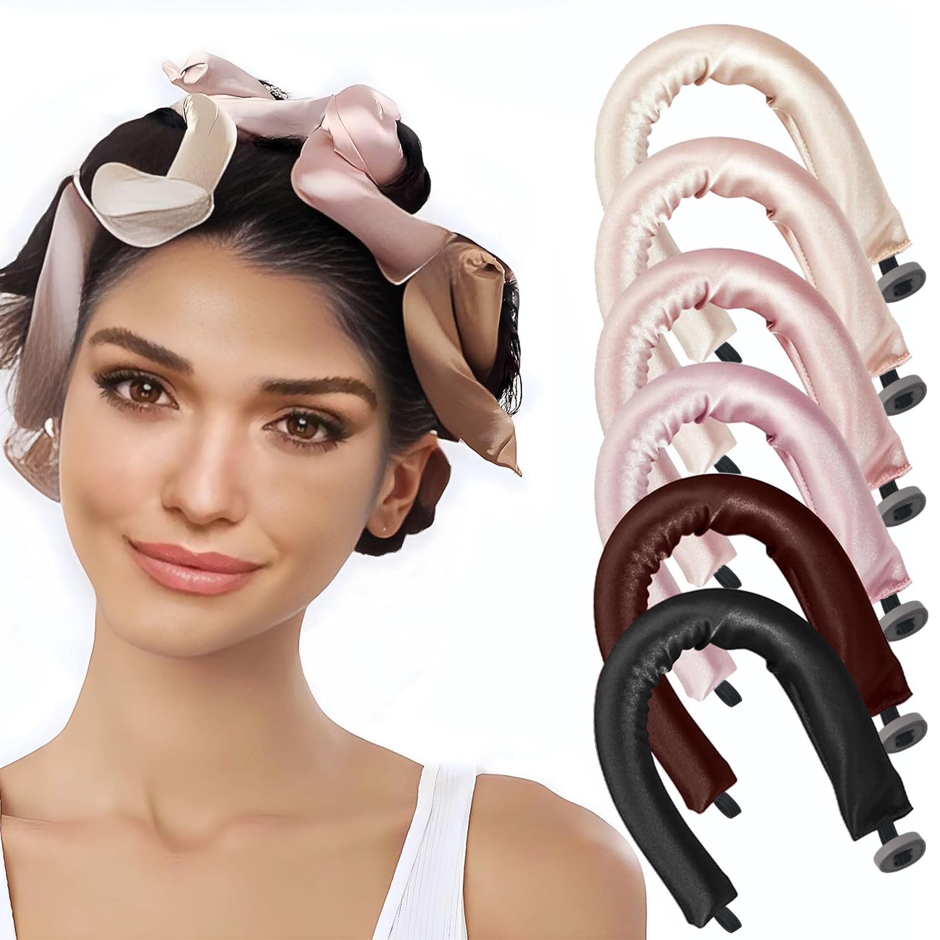 Kanuoc 6-pack heatless-hair-curler satin-rollers 1-inch deliver heat-free volume for lasting curls.