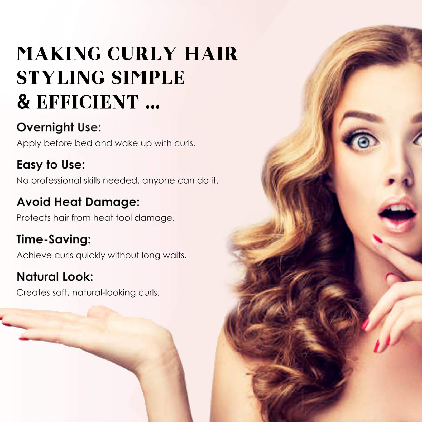 Kanuoc hair-curler-pack-blowout-look satin-rollers delivers salon-like curls, no heat.