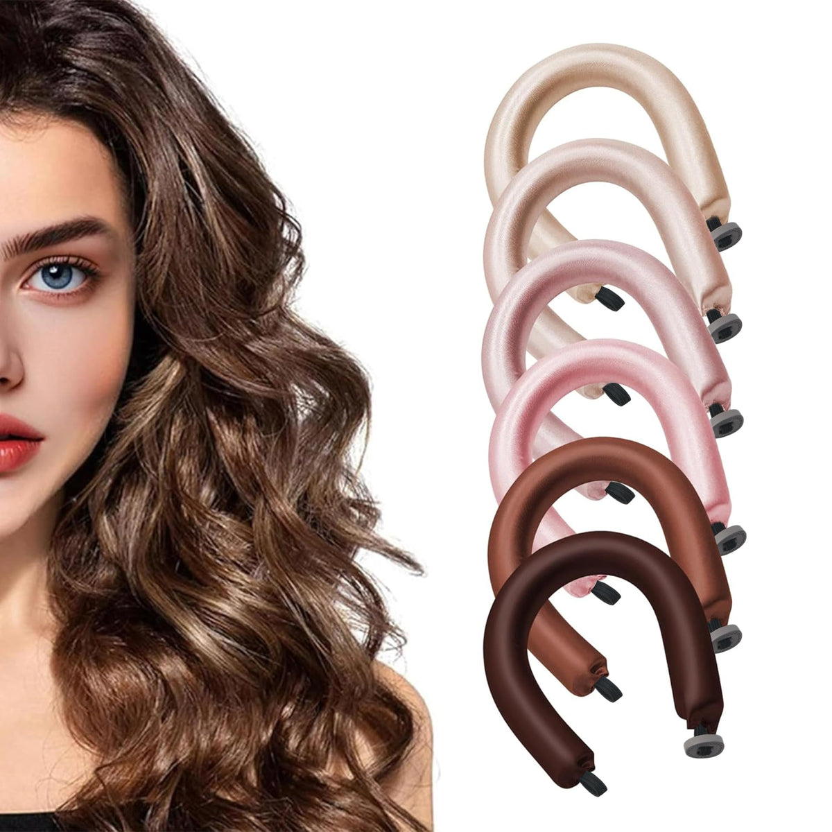Kanuoc heatless hair curler set with satin rollers for smooth, frizz-free curls.