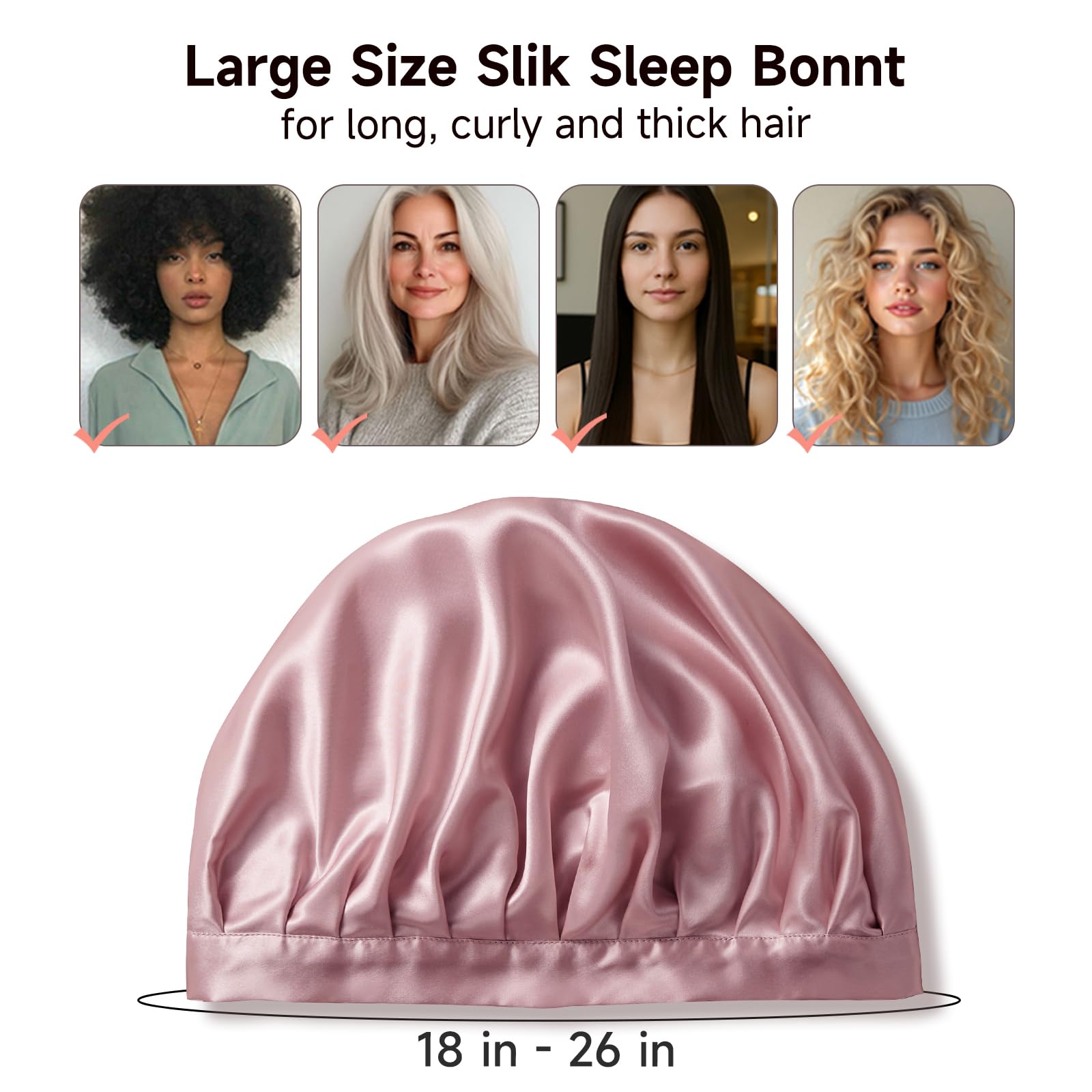 Kaome silk cap keeps hair in place while sleeping in any position.