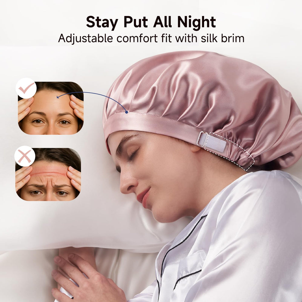 Kaome silk bonnet helps reduce frizz and maintain style overnight.