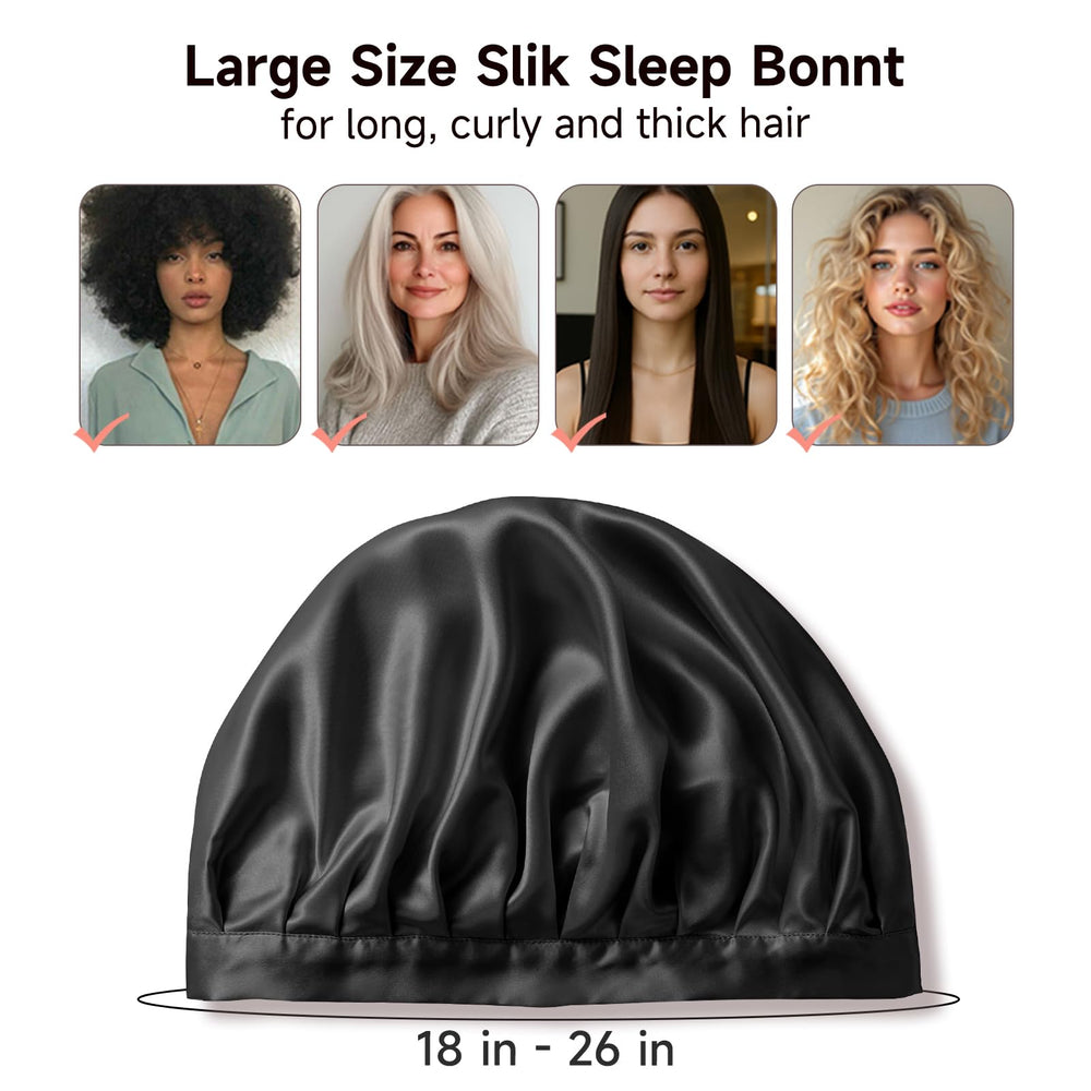 Kaome silk bonnet stays on all night with comfortable non-slip design.