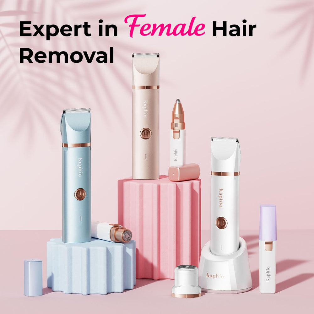 KAPHIO bikini trimmer rose gold usb-charging offers convenient power on the go.