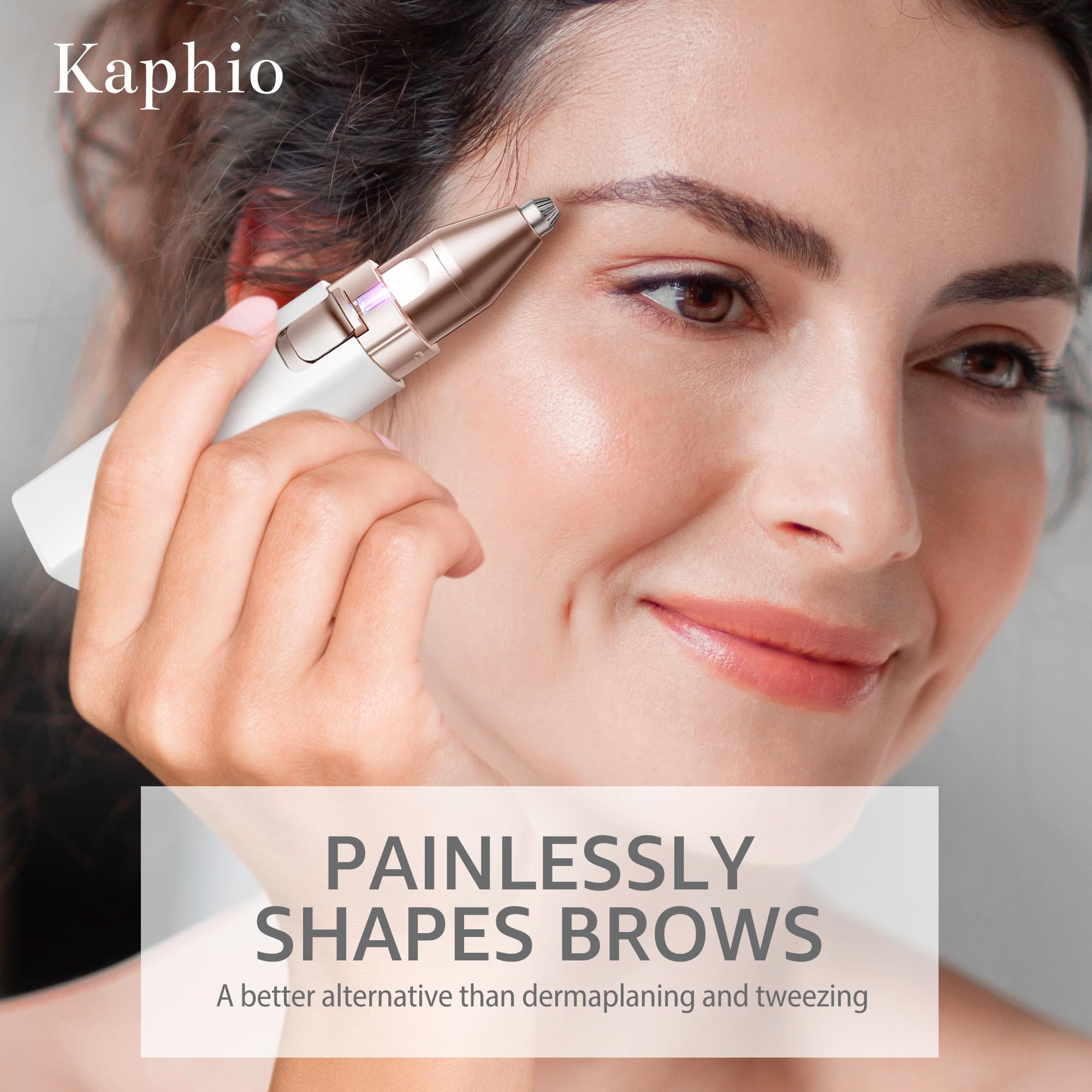 KAPHIO gentle facial hair removal on cheeks purple for smooth skin.