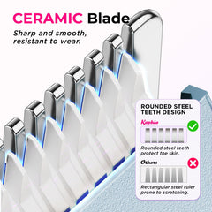 KAPHIO USB rechargeable blue enables cordless grooming anywhere.