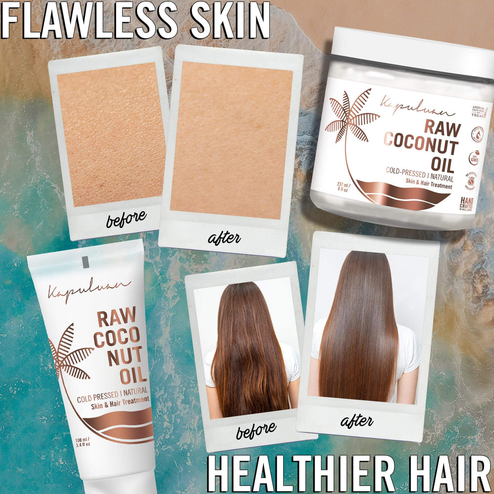 Kapuluan raw coconut oil hair-care for shine and manageability