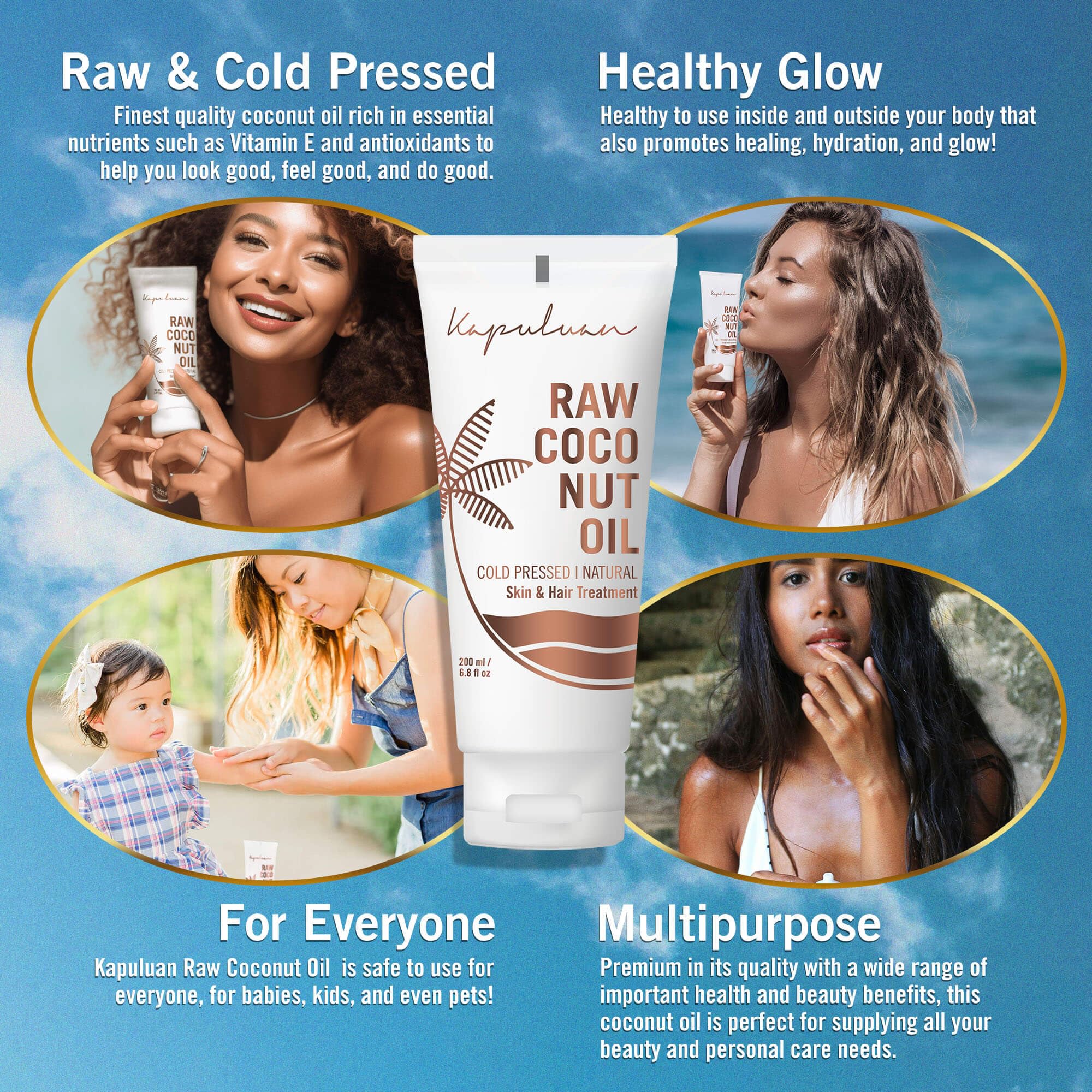 Kapuluan raw coconut oil squeeze tube for convenient travel skincare