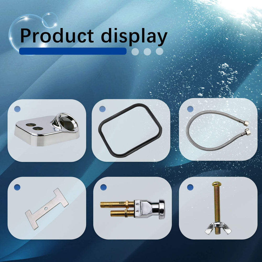 Karagas packaged-kit photo shows faucet, vacuum breaker, sprayer, and hose included