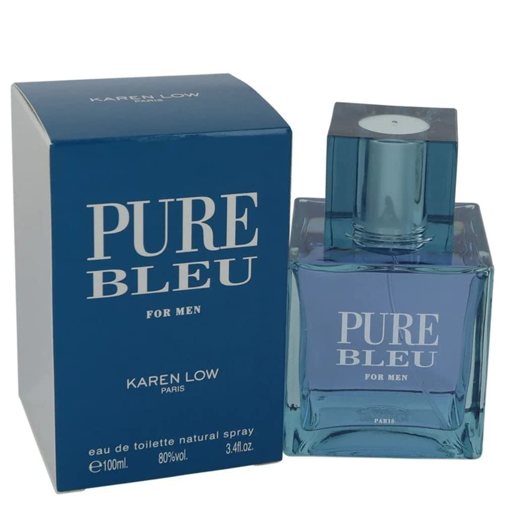 Karen Low Pure Blue bottle-front view for daily wear confidence.