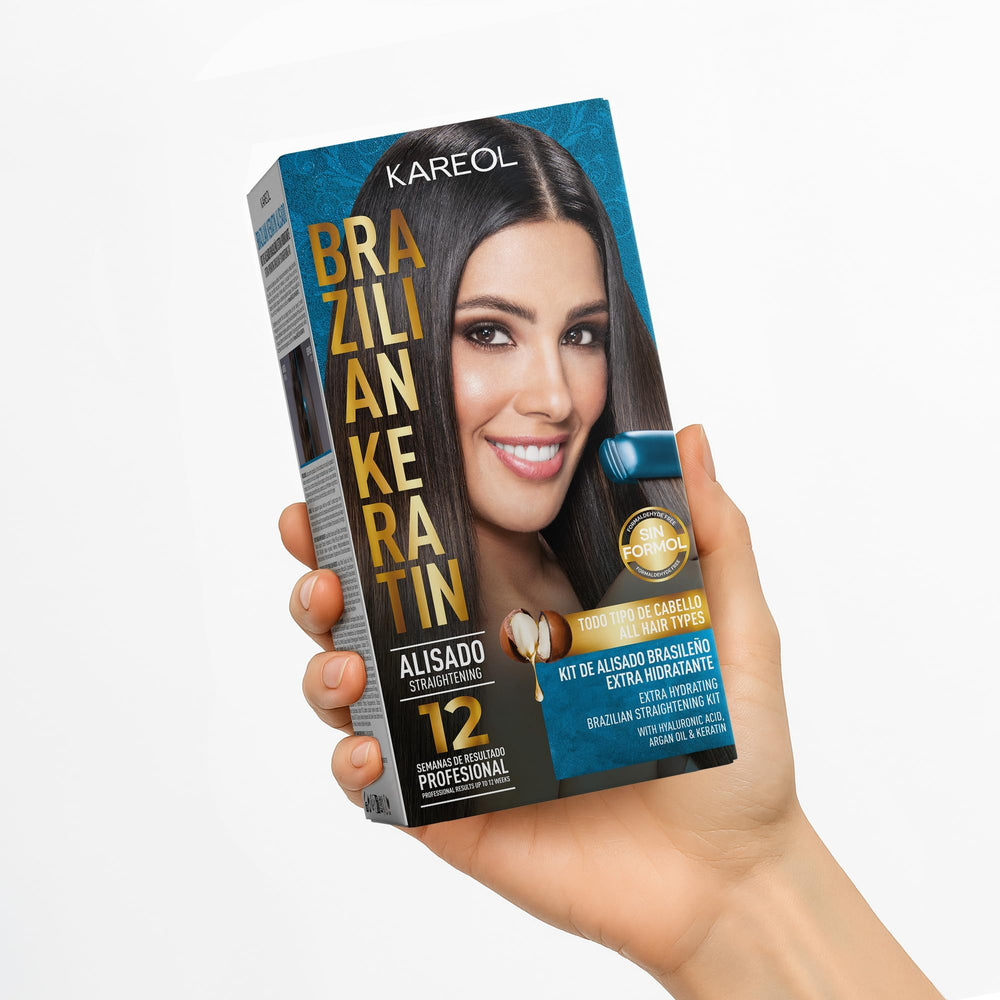 Kareol-treated hair after use shows silky, straight, and shiny finish
