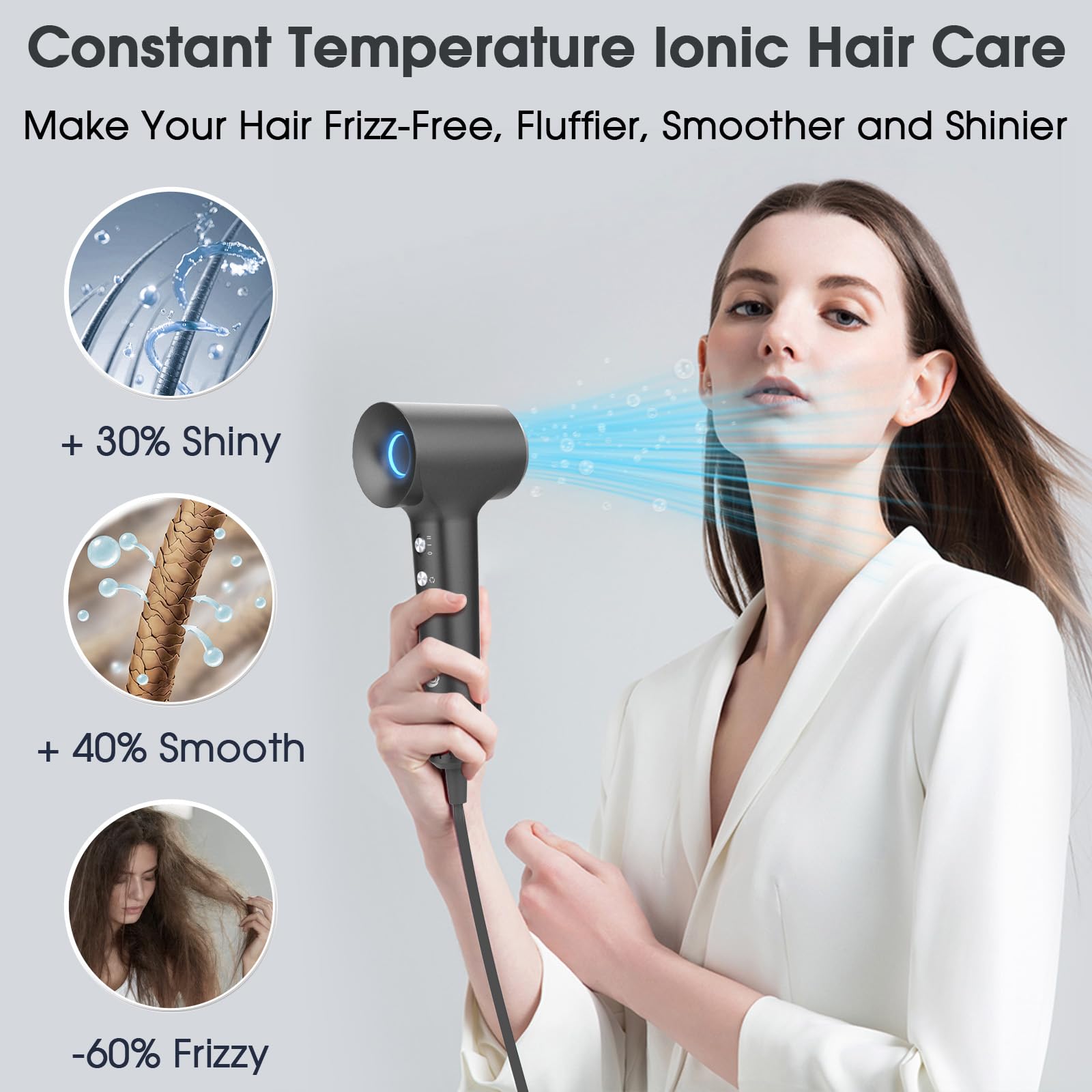 KARFUN hair dryer compact ergonomic handle supports comfortable daily use.