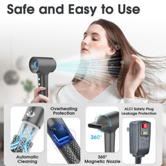 KARFUN hair dryer ionic technology icon highlights anti-static benefits.