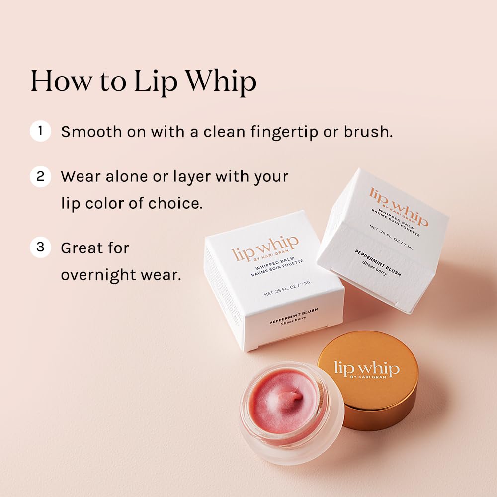 Lip Whip on lips shows glossy sheen with peppermint freshness