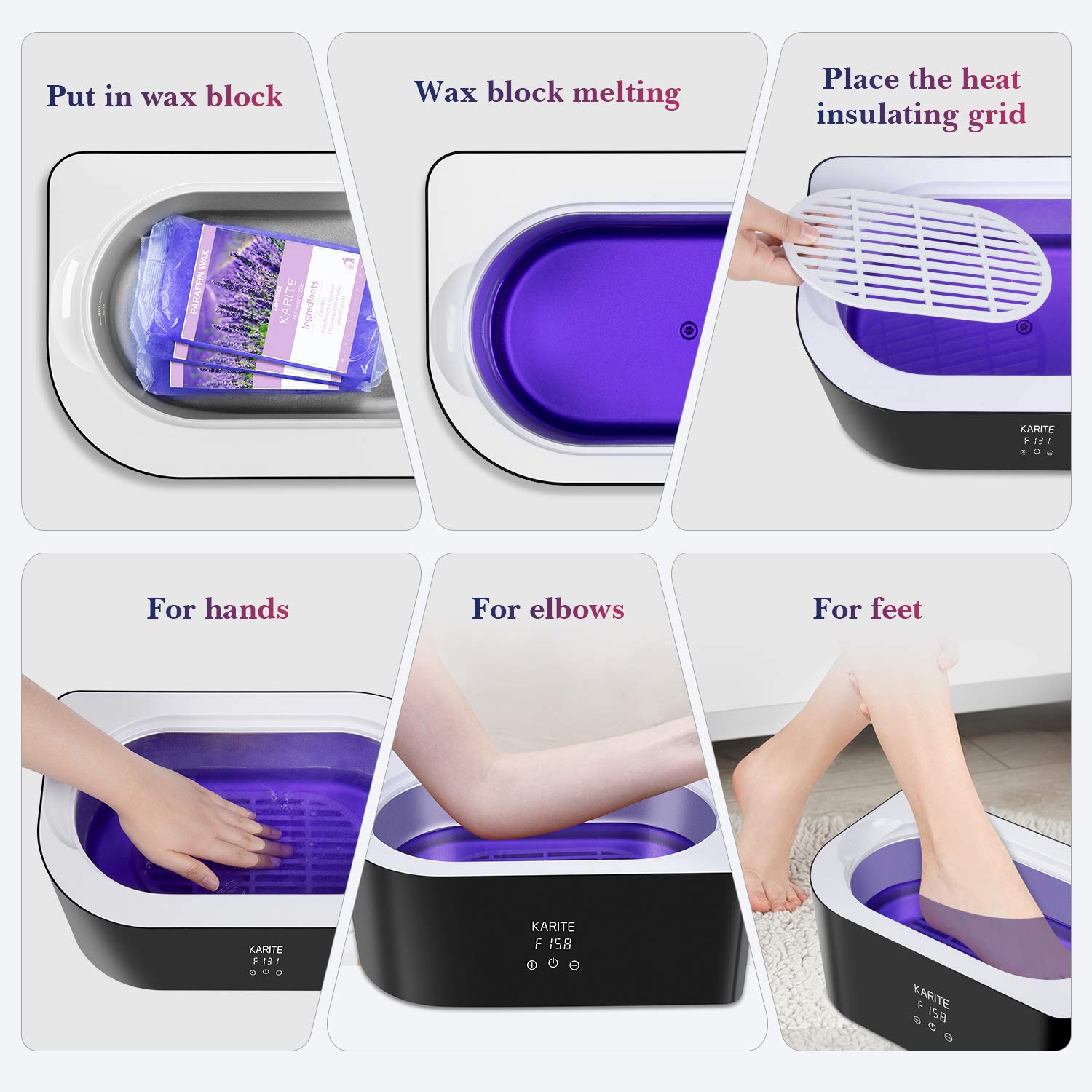 Karite Paraffin Wax Bath cleaning-accessories included for easy maintenance after use.