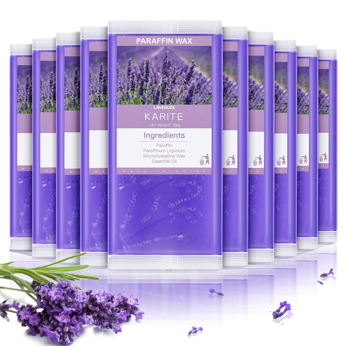 Karite paraffin refill 10-pack front view for at-home spa sessions